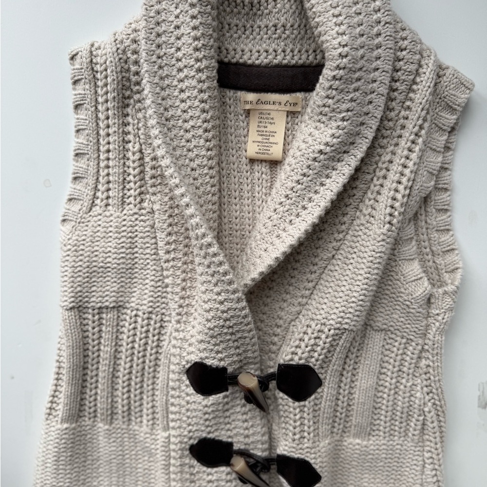 Girls Boho Cream Sweater Vest
